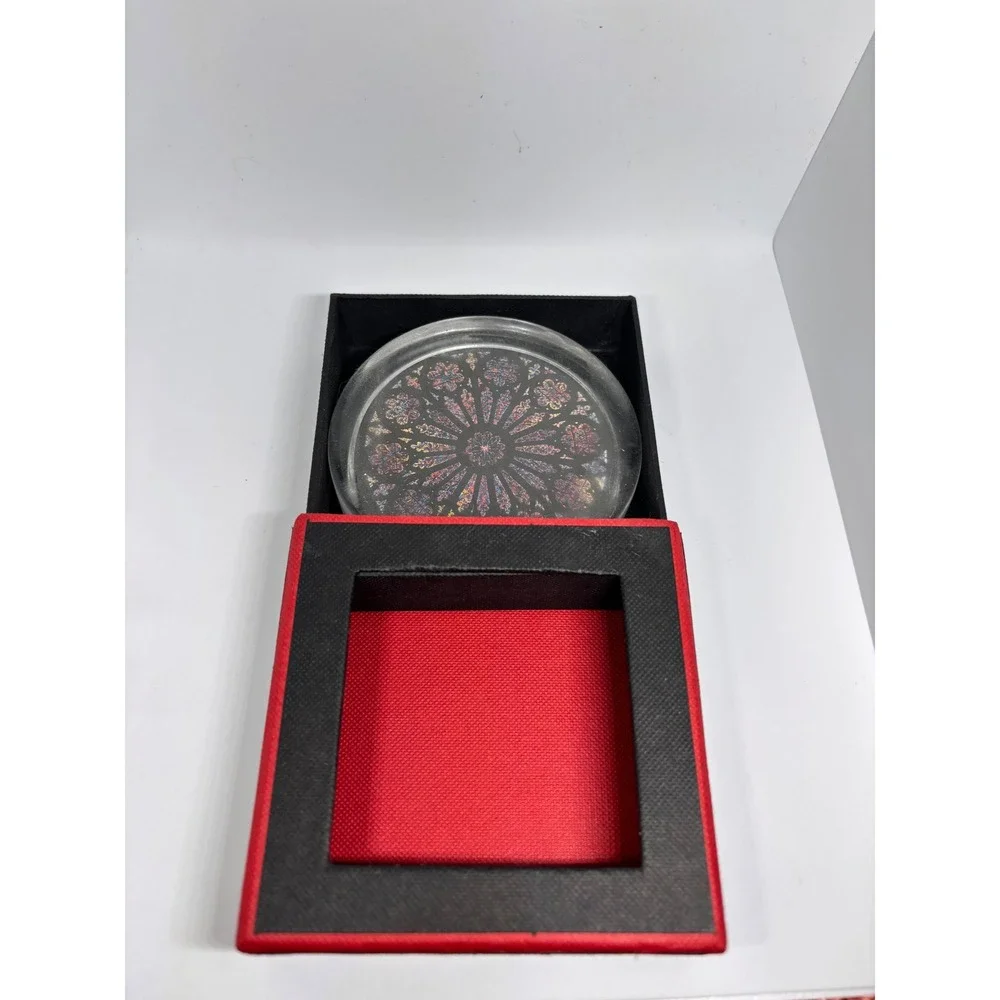 Decorative Glass Coaster Rose Window Design Gift Boxed